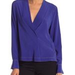Rag and Bone  Electric Blue Shields Silk V-Neck Blouse NWT C24 Photo 0