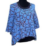 Opening Ceremony Crackle Knit Asymmetric Cropped Sweater Top Blue Large Photo 1