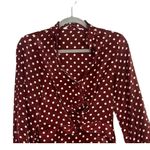 ZARA Polka Dot Button V Neck Mini Dress High Collar Elastic LongSleeves XS Brown Photo 3