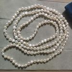 Blue Nile Freshwater Pearl Strand Necklace 52 Inches Extra Long Vintage Knotted White Photo 2