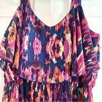 Black Rainn  colorful abstract high low ruffle dress size large Photo 4