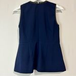 Madewell  Women’s Sleeveless Peplum Leather Trim Tank Top Blue Black Size 4 EUC Photo 7