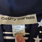Cathy Daniels VINTAGE  Faux V Neck Blue With‎ Design Size L Photo 3