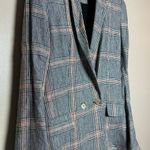 Bershka SALE! Gray  Plaid Long Linen Blend Blazer Size S EUC Photo 2