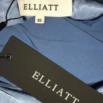 Elliatt Revolve Cassini One-Shoulder Satin Ruched Gown Dress Slit Blue Formal XS Photo 7