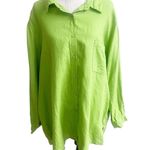 Bridgewater Studio 100% Linen Long Sleeve Button Down Plus Size 3X Green Photo 0