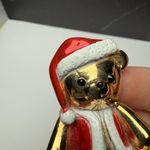 AJC Christmas Teddy Bear In Santa Clause Hat Enamel Brooch Pin Gold Tone Signed Photo 3