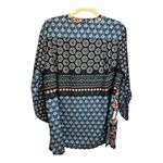 John Mark  Blouse Women's Size Medium Floral Abstract Artsy Office Blue Red White Photo 2