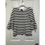 Talbots  Womens Navy Blue White Striped Bell Sleeve Top Size M 100% Cotton EUC. Photo 1