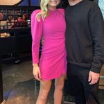 ALC Frank A.L.C Jane Mini Dress in Hot Pink Long‎ Sleeve Ruched Pleated wrap ALC SZ 2 Photo 4