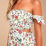 Lulus Easy on the Eyes Cream Floral Print Off-the-Shoulder Maxi Dress Medium Photo 1