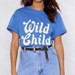 Nasty Gal NWT Bright Blue Wild Child Graphic Oversized Tee Photo 0