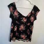 Torrid  Floral Print Off Shoulder Babydoll Top Black Pink 2 Photo 6