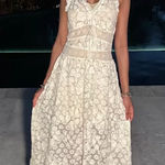 For Love & Lemons  NWT Snowflake Cream Daisy Mesh Maxi Dress Size Large Photo 0