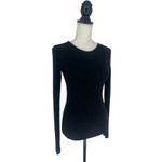 Brunello Cucinelli  Monili Trim Virgin Wool Low Back Long Sleeve Top Dark Gray Photo 6