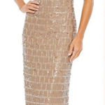 Mac Duggal  Sequin High Neck Sleeveless Column Gown Dress 10907 Taupe 2 Photo 1