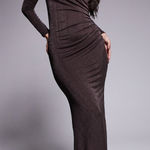 Daska exclusive jersey maxi dress with drape detail in chocolate brown Size M Photo 0