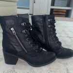 White Mountain Black Lace Up Heel Boots Photo 0