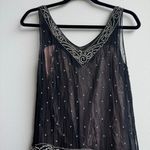 Vintage Art Deco Flapper Gatsy Sequin Jewel Black Silk Party Mini Flapper Dress Photo 2