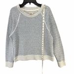 Faherty  Whitewater Textured Sweatshirt Womens L Blue Herringbone Organic Comfort Photo 7
