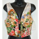 ZARA knotted floral tropical v-neck cut out back crop top size small. NWT $49.90 Photo 2