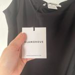 Glamorous NWT  Black Satin Bias- Cut Asymmetric Dress Size Medium Photo 6