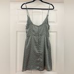 NWT Lulus Spot in My Heart Sage Grey Polka Dot Satin Cowl Neck Mini Dress sz Med Gray Photo 5