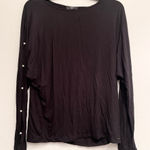 Tahari  Long Sleeve Top black pearl details size medium Photo 0