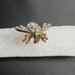 Joan Rivers  bee pin brooch gold tone green eyes rhinestones Photo 3