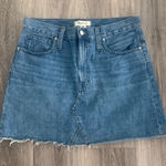 Madewell  Classic Blue Denim Mini Skirt 30 Rigid Denim A line Raw hem Photo 0