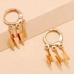 Lightning Strike Tassel Round Drop Earrings Gold Photo 1