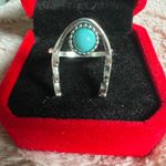 Vintage Boho Style Faux Turquoise Stainless Steel Ring Size 7 Silver Photo 0