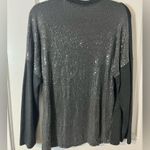 Tempo Paris Italy Women’s V-neck Clear Sequin Back Gray Fuzzy Sweater Pocket Sm Photo 8