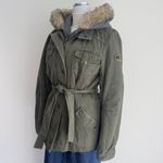 Buffalo Parka Jacket Womens Large Green Y2K Faux Fur Hoodie Military Bella Swan Photo 1