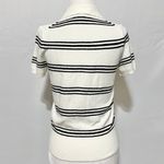 Madewell New Stripe Knit Button Up Short Sleeve Polo Sweater NQ341 Ivory Size XS Photo 14
