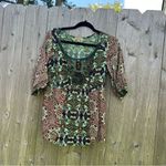 One World ‎ Women’s Petite Small Fairy Boho Printed 3/4 Sleeve Peasant Blouse Photo 5