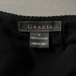 Gracia Size M Black Faux Leather - Chiffon Drape Moto Style Jacket Cardigan Photo 4