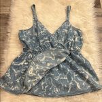 Anthropologie NWT  Porridge denim marble dye surplice tank top L Photo 4