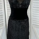 Anac by Kimi Velvet Faux Fur Sleeveless Sheath Dress Black Small Black Photo 0