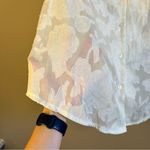 HYFVE ✨ Women’s Off White Floral Sheer Top Button Down Large Photo 6