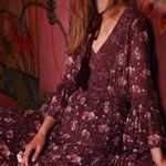 Ulla Johnson Aurora Silk Georgette Maxi Dress Long Sleeve Floral Plum Photo 0