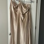 Birdy Grey Like New One Shoulder Matte Champagne Gold Long Formal Gown Bridesmaid Dress Photo 7