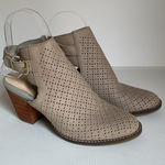 Cole Haan  Gray Perforated Peep Toe Booties Heels Women 7.5B Cutout Photo 3