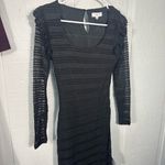 NSR Black Stripe Long Sleeve Round Neckline Midi Dress Size XS NWT Photo 3