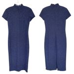VINTAGE David Warren Midnight Blue Sparkly Mandarin Collar Full Length Dress Size 10 Photo 1