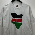 Hanes Vintage Y2K Kenya Flag T-Shirt  Beefy XL Gray Map Graphic Usilete Compe Tee Photo 4