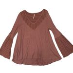 Free People ribbed lace crochet long sleeve top women’s size medium Photo 0