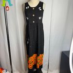 L.A. Artwear Handmade Halloween Maxi Dress Ghost Eyes Pumpkin Print Small/Medium Black Photo 1