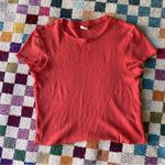Urban Outfitters lettuce hem baby tee crop top coral red medium Photo 1