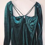 ZARA Green Velvet Cutout Dress Size Small Photo 4